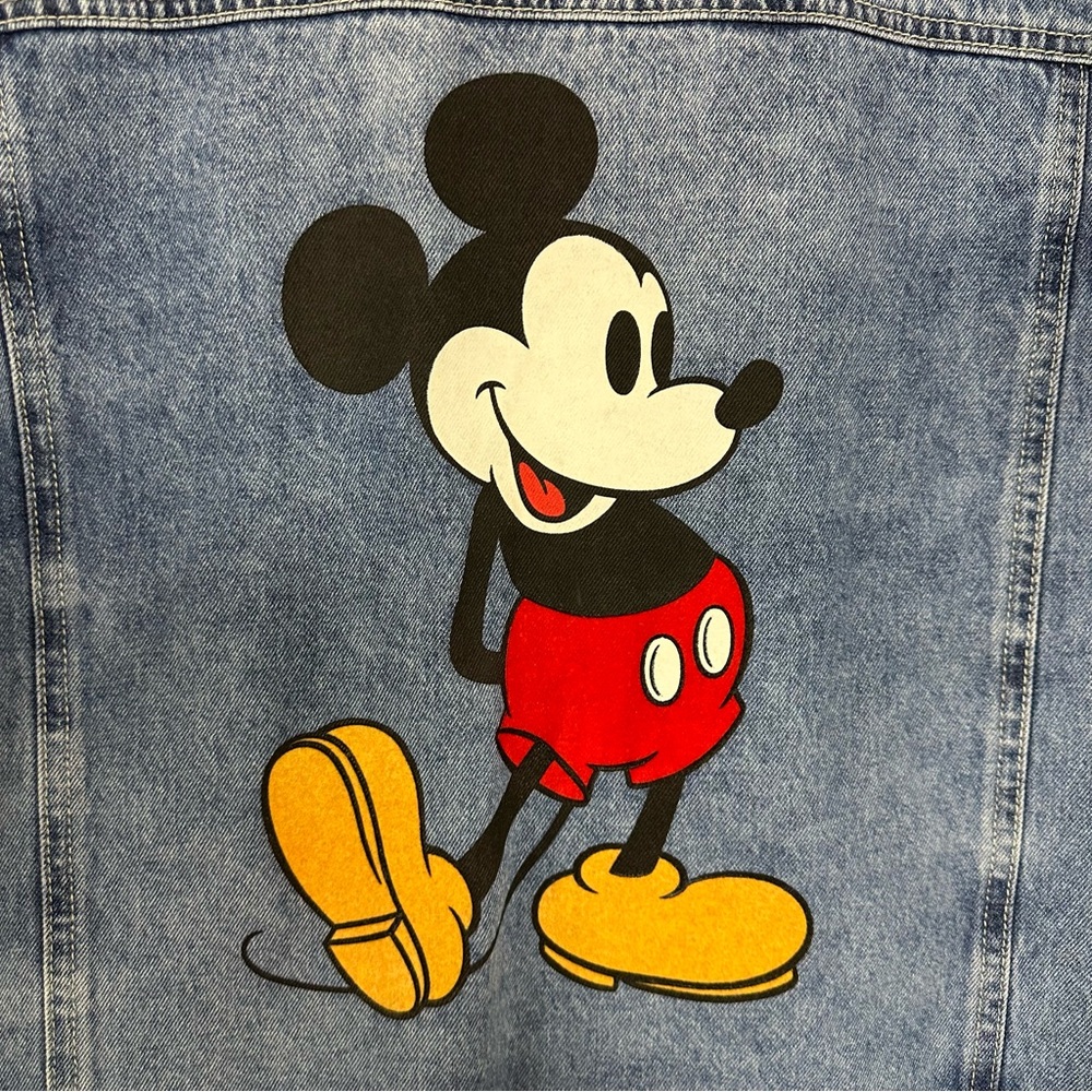 Disney Mickey Mouse Graphic Raw Hem Jean Jacket size L - Picture 5 of 12